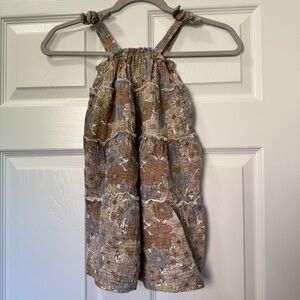 Rabbit & Bear Organic Cotton Daisy Print Summer Dress with Bows on Straps 5T